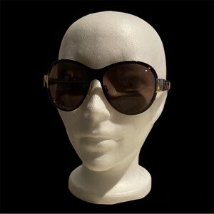 D&G Oversized Brown Gradient Sunglasses with Gold Temples